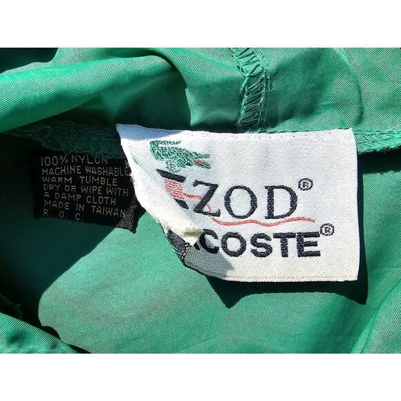 VTG Izod Lacoste Green Pullover Rain Windbreaker XL 80s Gator Hood Jacket Anorak - Picture 3 of 6